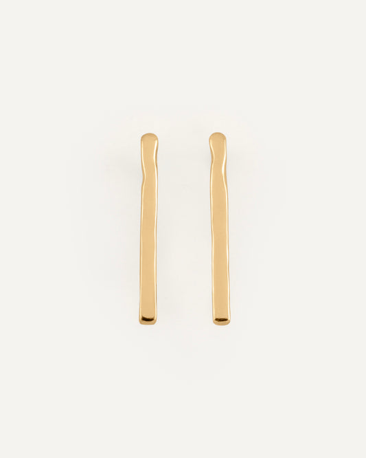 A pair of straight line with soft curved earrings in high polished finish.